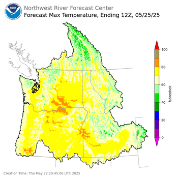 Day 3 (Saturday): Max Temperature Forecast ending Sunday, May 25 at 5 am PDT
