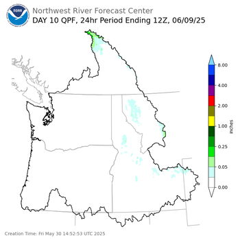 Day 10 (Sunday): QPF Forecast  ending Monday, June 9 at 5 am PDT