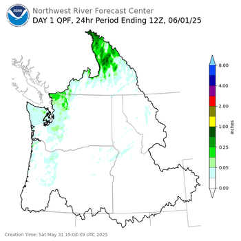 Day 1 (Saturday): Precipitation Forecast ending Sunday, June 1 at 5 am PDT
