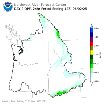 Day 2 (Sunday): Precipitation Forecast ending Monday, June 2 at 5 am PDT