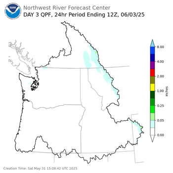 Day 3 (Monday): Precipitation Forecast ending Tuesday, June 3 at 5 am PDT