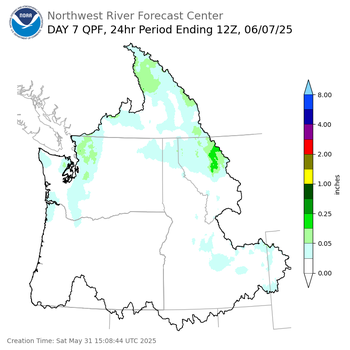 Day 7 (Friday): Precipitation Forecast ending Saturday, June 7 at 5 am PDT