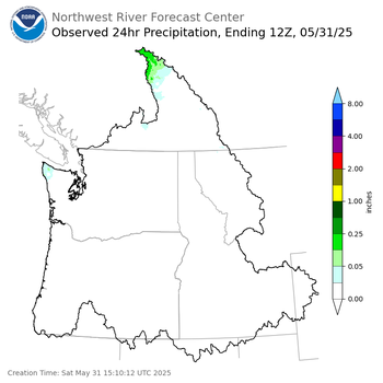 Observed Precipitation ending Saturday, May 31 at 5 am PDT