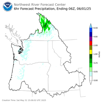 Day 1 (Saturday): 6 Hourly Precipitation Forecast ending Saturday, May 31 at 11 pm PDT