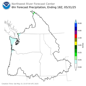 Day 1 (Saturday): 6 Hourly Precipitation Forecast ending Saturday, May 31 at 11 am PDT