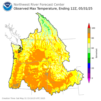 Maximum Temperatures ending Friday, May 30 at 9 pm PDT