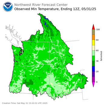 Minimum Temperatures ending Saturday, May 31 at 5 am PDT