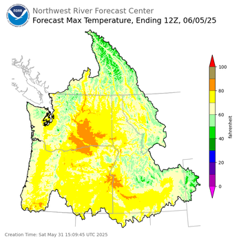 Day 5 (Wednesday): Max Temperature Forecast ending Thursday, June 5 at 5 am PDT