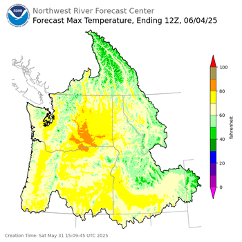 Day 4 (Tuesday): Max Temperature Forecast ending Wednesday, June 4 at 5 am PDT