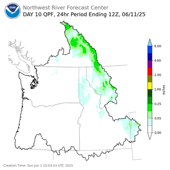 Day 10 (Tuesday): Precipitation Forecast ending Wednesday, June 11 at 5 am PDT
