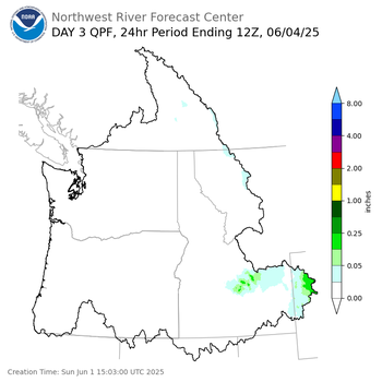 Day 3 (Tuesday): Precipitation Forecast ending Wednesday, June 4 at 5 am PDT