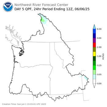 Day 5 (Thursday): Precipitation Forecast ending Friday, June 6 at 5 am PDT