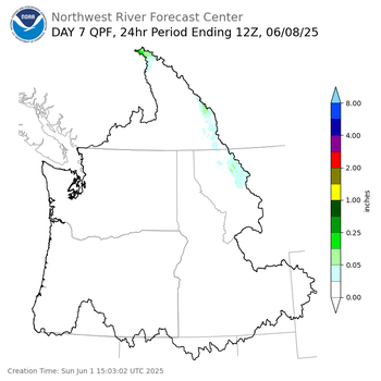 Day 7 (Saturday): Precipitation Forecast ending Sunday, June 8 at 5 am PDT