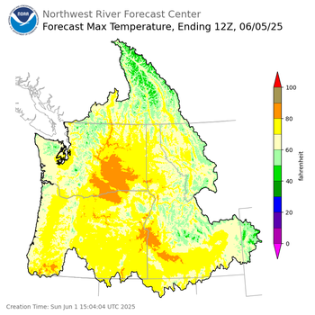 Day 4 (Wednesday): Max Temperature Forecast ending Thursday, June 5 at 5 am PDT