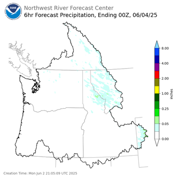 Day 2 (Tuesday): 6 Hourly Precipitation Forecast  ending Tuesday, June 3 at 5 pm PDT