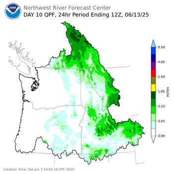 Day 10 (Thursday): QPF Forecast  ending Friday, June 13 at 5 am PDT