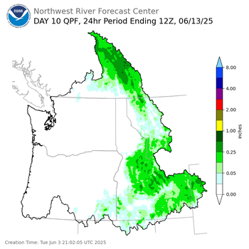 Day 10 (Thursday): Precipitation Forecast ending Friday, June 13 at 5 am PDT