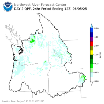 Day 2 (Wednesday): Precipitation Forecast ending Thursday, June 5 at 5 am PDT