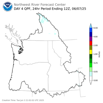 Day 4 (Friday): Precipitation Forecast ending Saturday, June 7 at 5 am PDT