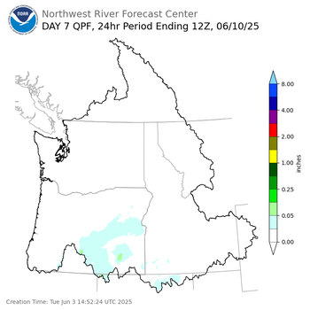 Day 7 (Monday): QPF Forecast  ending Tuesday, June 10 at 5 am PDT