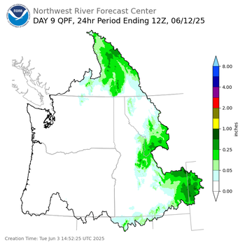 Day 9 (Wednesday): QPF Forecast  ending Thursday, June 12 at 5 am PDT