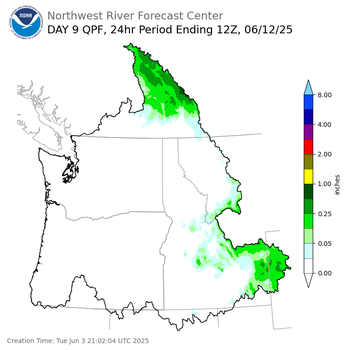 Day 9 (Wednesday): Precipitation Forecast ending Thursday, June 12 at 5 am PDT