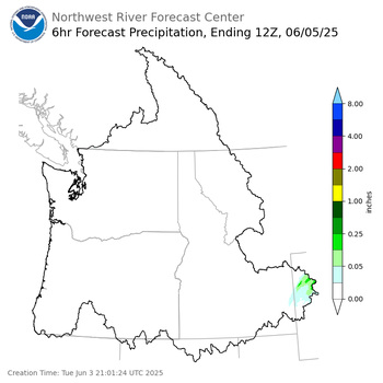 Day 2 (Wednesday): 6 Hourly Precipitation Forecast  ending Thursday, June 5 at 5 am PDT
