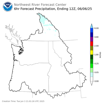 Day 3 (Thursday): 6 Hourly Precipitation Forecast  ending Friday, June 6 at 5 am PDT