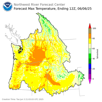Day 3 (Thursday): Max Temperature Forecast ending Friday, June 6 at 5 am PDT