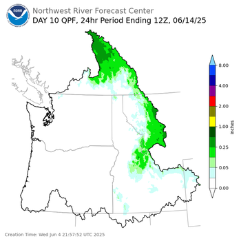Day 10 (Friday): Precipitation Forecast ending Saturday, June 14 at 5 am PDT