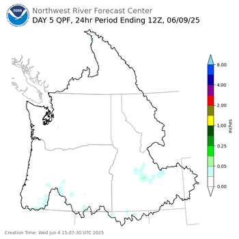Day 5 (Sunday): Precipitation Forecast ending Monday, June 9 at 5 am PDT