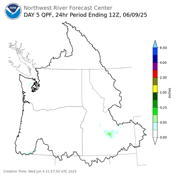 Day 5 (Sunday): Precipitation Forecast ending Monday, June 9 at 5 am PDT