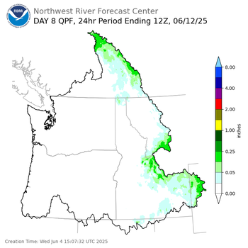 Day 8 (Wednesday): Precipitation Forecast ending Thursday, June 12 at 5 am PDT