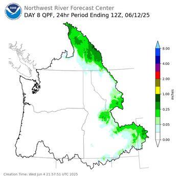 Day 8 (Wednesday): Precipitation Forecast ending Thursday, June 12 at 5 am PDT