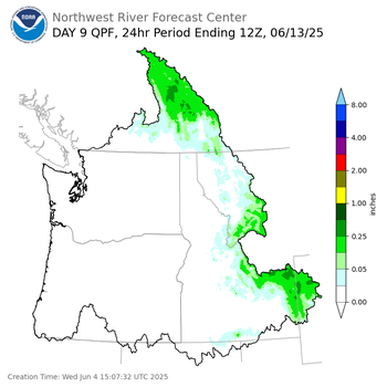 Day 9 (Thursday): Precipitation Forecast ending Friday, June 13 at 5 am PDT