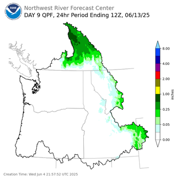 Day 9 (Thursday): Precipitation Forecast ending Friday, June 13 at 5 am PDT