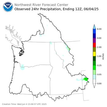 Observed Precipitation ending Wednesday, June 4 at 5 am PDT