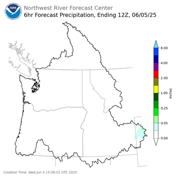 Day 1 (Wednesday): 6 Hourly Precipitation Forecast ending Thursday, June 5 at 5 am PDT