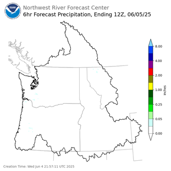 Day 1 (Wednesday): 6 Hourly Precipitation Forecast ending Thursday, June 5 at 5 am PDT
