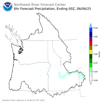 Day 2 (Thursday): 6 Hourly Precipitation Forecast  ending Thursday, June 5 at 5 pm PDT