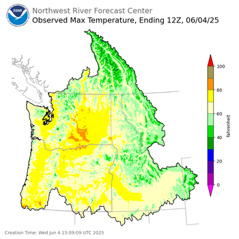 Maximum Temperatures ending Tuesday, June 3 at 9 pm PDT