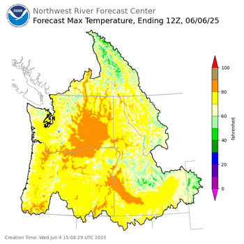 Day 2 (Thursday): Max Temperature Forecast ending Friday, June 6 at 5 am PDT