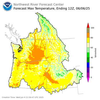 Day 2 (Thursday): Max Temperature Forecast ending Friday, June 6 at 5 am PDT