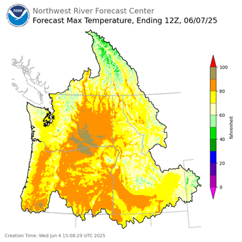 Day 3 (Friday): Max Temperature Forecast ending Saturday, June 7 at 5 am PDT
