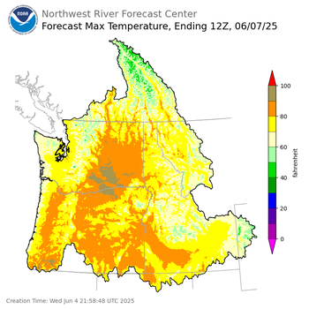 Day 3 (Friday): Max Temperature Forecast ending Saturday, June 7 at 5 am PDT