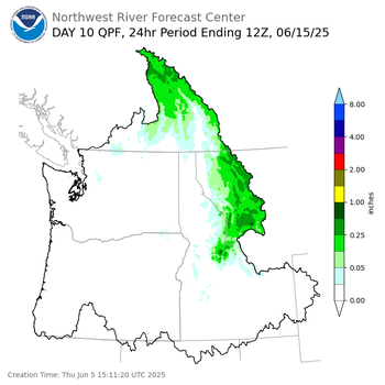 Day 10 (Saturday): QPF Forecast  ending Sunday, June 15 at 5 am PDT