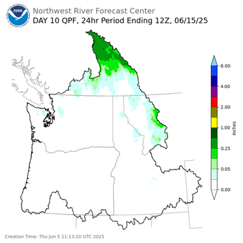 Day 10 (Saturday): Precipitation Forecast ending Sunday, June 15 at 5 am PDT