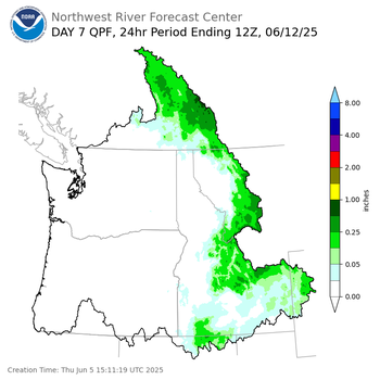 Day 7 (Wednesday): QPF Forecast  ending Thursday, June 12 at 5 am PDT