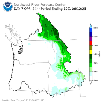 Day 7 (Wednesday): Precipitation Forecast ending Thursday, June 12 at 5 am PDT