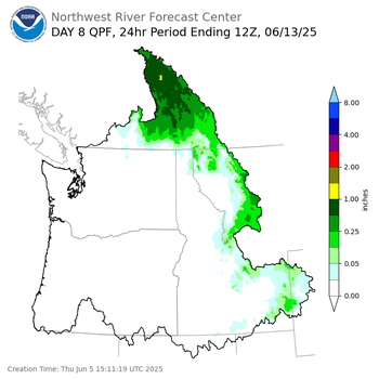 Day 8 (Thursday): QPF Forecast  ending Friday, June 13 at 5 am PDT
